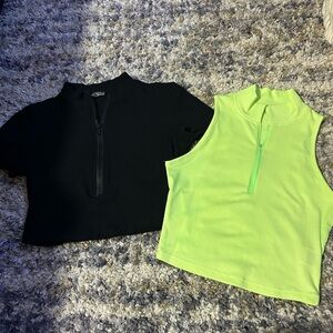 Black and Neon Green Women's Tops